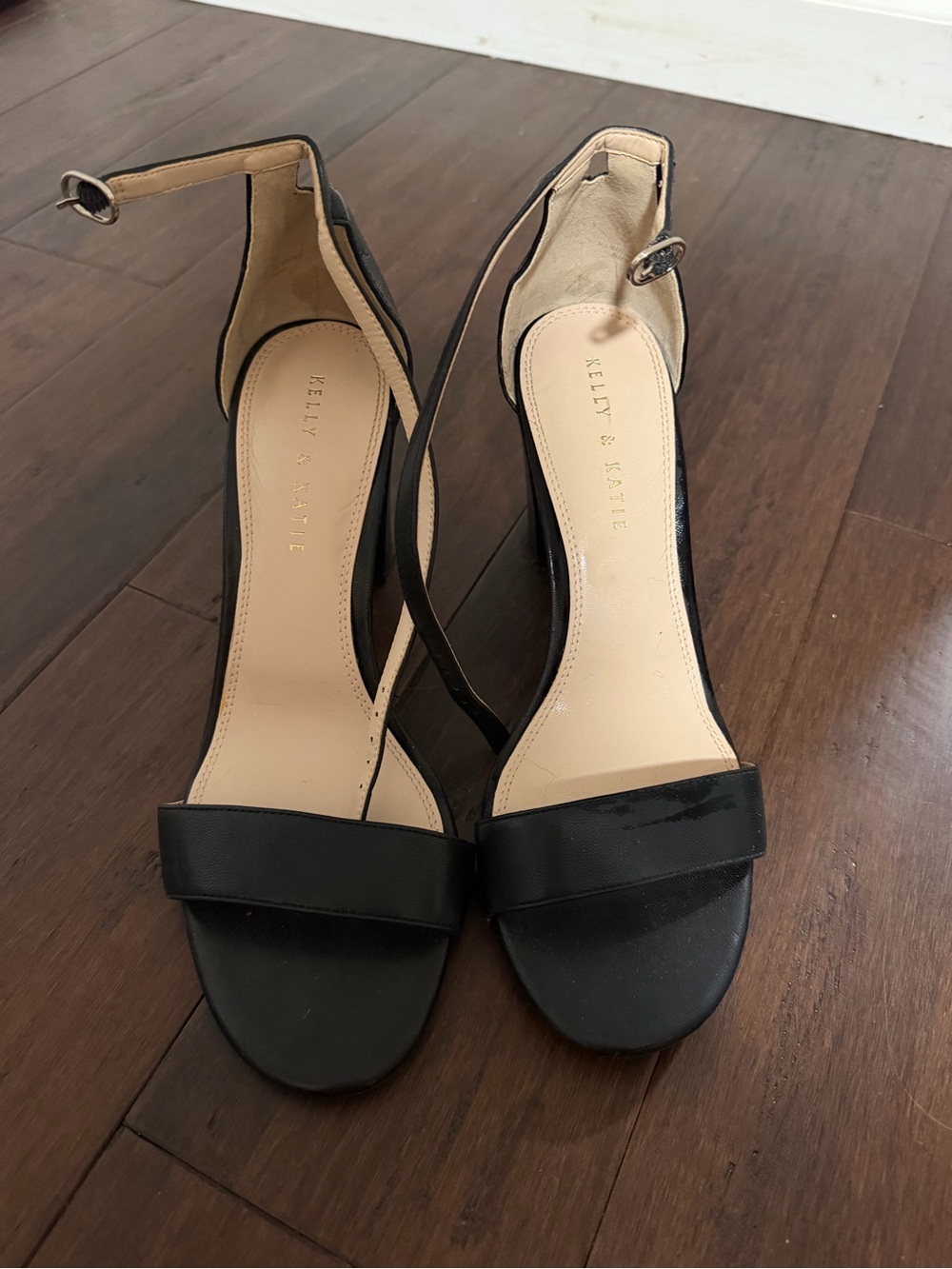 Kelly & Katie Black Open-Toe Ankle-Strap Heels